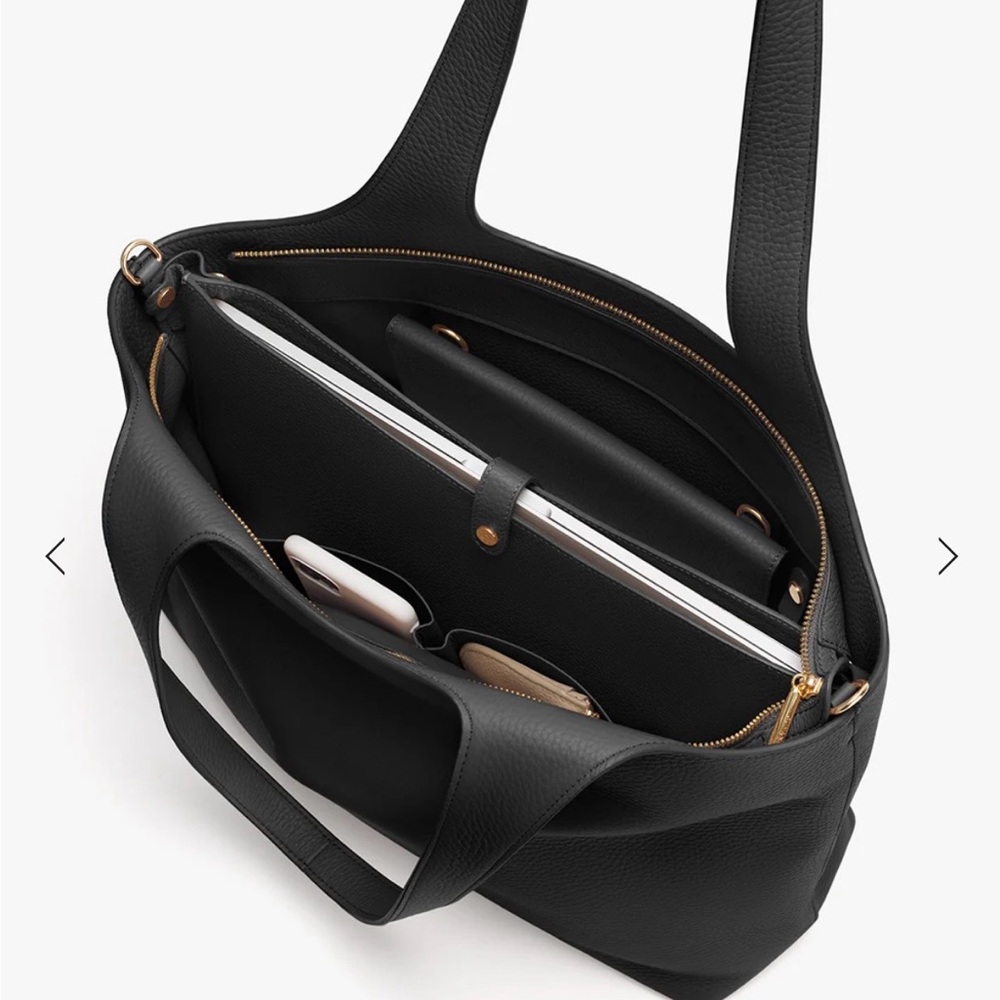 Cuyana Forest Green System Tote (with zipper) Pebbled Leather - Picture 5 of 7